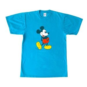 Vintage 1980’s Mickey Mouse Short Sleeve T-Shirt Blue Teal Size Large